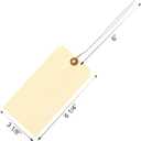 100 Large Manila Paper Tags with Wire Attached # 8, 6 1/4" x 3 1/8" Manilla Shipping Tags with Reinforced Eyelet and Metal Wire, Labels with Ties