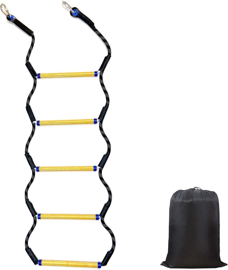 Boat Rope Ladder, 5 Step Heavy Duty 400Lbs Strength Rope Ladder for Inflatable Boat, Fishing Boat, Kayak, Motorboat, Canoeing,