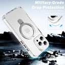 UMIONE for iPhone 16 Pro Clear Magnetic case with Stand and Finger Ring, Compatible with magsafe, Shockproof Transparent Hard Plate, Full Body case, Universal for Boys and Girls 6.1 - White