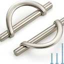 Brushed Nickel Cabinet Pulls, 3-3/4 Inch Hole Center, 96 mm, Curved Design Cabinet Handles for Kitchen,Cupboard, Drawer & Bathroom 10 Pack