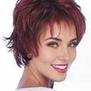 RENERSHOW Short Red Pixie Cut Wavy Wigs for White Women with Bangs Burgundy Highlight Synthetic Wig 6 Inch