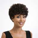 Short Cut Wigs For Black Women Synthetic Short Pixie Cut Afro Wigs For Black Women Short Hair Curly Cheap Summer Wig Wavy Brown Curly Mommy Wig (Dark Brown)
