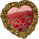 Isaac Jacobs 5x5 Gold Heart Shaped Rose Border Resin Frame, Photo Tabletop & Wall Display Hanging Display & Home Dcor (5x5, Gold)