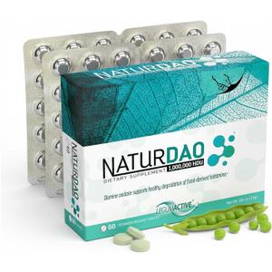 NATURDAO DAO enzyme 1,000,000 HDU per tablet - DAO Enzyme Supplement - Histamine Block - Diamine Oxidase - Food Intolerance - 60 Extended Release Tablets