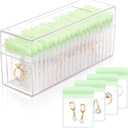 HOMEHIVE Acrylic Jewelry Box Organizer, Clear Jewelry Organizer Holder with 20 Portable Anti Tarnish Jewelry bags, Travel Jewelry Case for Earrings/Rings/Necklaces for Women Girls, Green