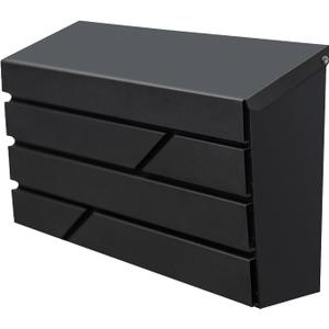 Wall Mount Mailbox for House Outside, Large Capacity Mailbox Drop Box, Galvanized Steel and Rust-Proof Metal Post Box, 15.74"x9.84"x4.33", Black, MD065