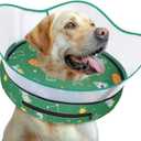 Elevated Inflatable Dog Cone Collar to Stop Licking, Dog Donut Collar After Surgery, Soft Pet Cone Alternative for Small Medium Large Dogs (S(Neck 7"-9.5"), Green)