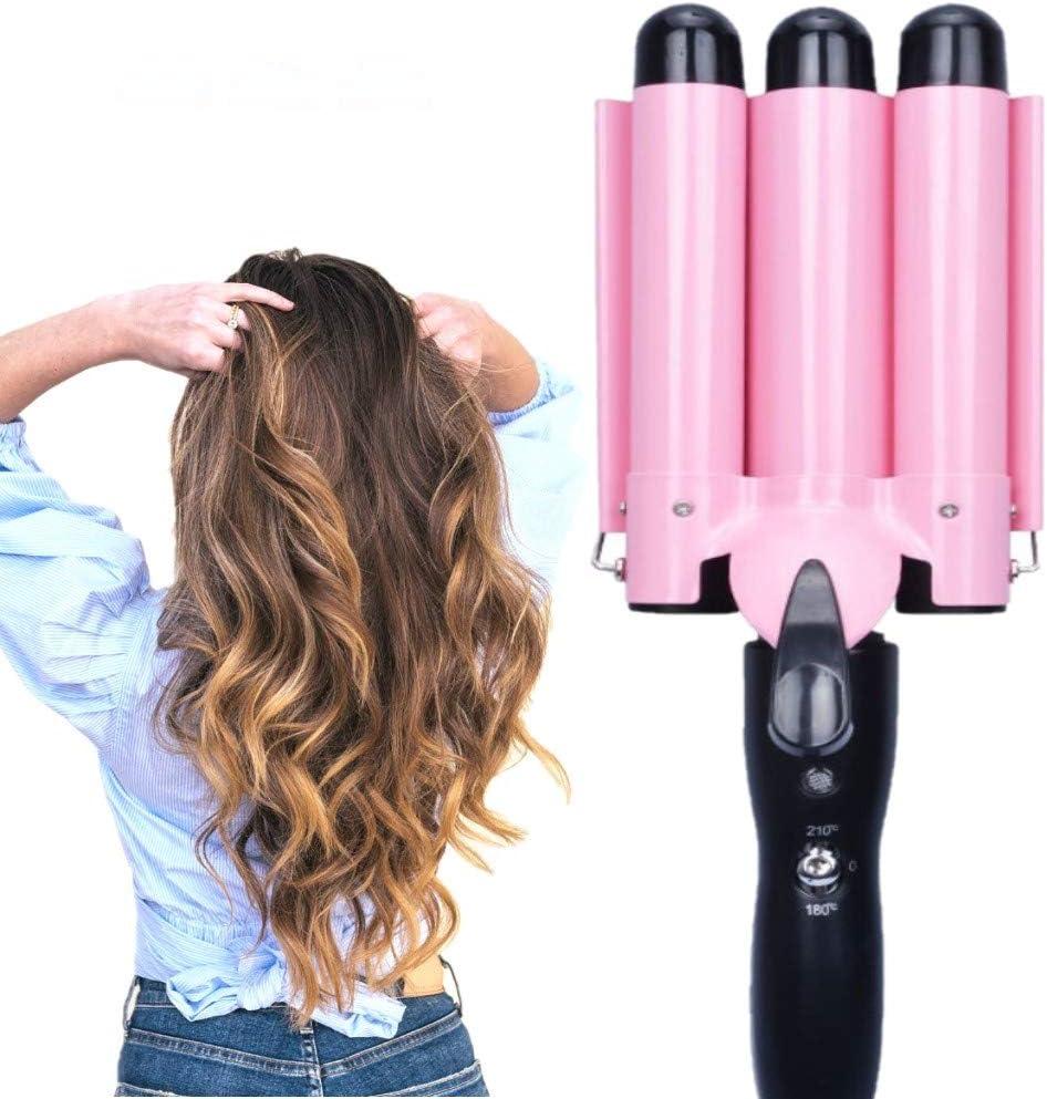 3 Jumbo Barrel Curling Iron Wand 32mm Hair Waver Temperature Adjustable Ceramic Big Waves Hair Crimper (1.25'')
