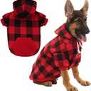 KOOLTAIL Plaid Dog Hoodie Pet Clothes Sweater with Hat and Pocket for Small Medium Large Size Dogs, Soft Winter Warm Dog Cold Weather Coat, Fleece Fall Dog Hooded Sweatshirt for Puppy Cats, Red L