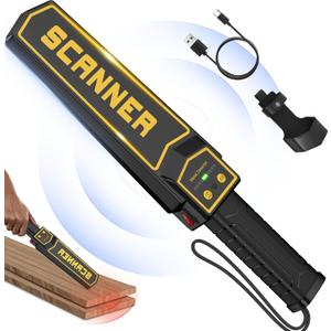 Rechargeable Handheld Metal Detector Wand, High Sensitivity Security Wand Metal Detector,Portable Nail Finder Scanner Woodworking Metal Detector Wand for Logs Weapons Sound Vibration Alert Detects