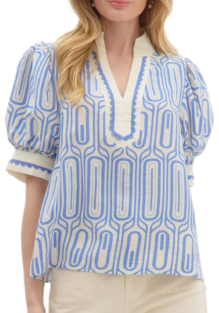 Women Boho Short Sleeve Shirt Ruffle Sleeve V Neck Blouse Top Cute Floral Printed Loose Peplum Babydoll Tops Size Medium