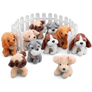 17 Pcs Adopt a Puppy Pet Party Favors Set with 10 Pcs 8 Inch Large Plush Stuffed Animals Dog and 7 White Plastic Garden Fence for Adopt a Pet Dog Theme Party Birthday Home Decor Gift