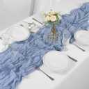 30 Pieces Dusty Blue Cheesecloth Table Runner, 17x108 Inch Long Boho Gauze Table Runner Rustic Decorations for Wedding Birthday Holiday Party Baby Shower Table Decor