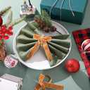 12 Pcs Christmas Napkin Rings Bow Velvet Napkin Holders Buckle for Wine Bottles Xmas Candlestick Holiday Birthday Party Anniversary Dinner Wedding Dining Table Decoration(Khaki)