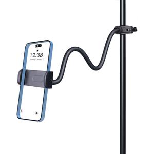 LMS Mic Stand Phone Holder, Flexible Phone Holder for Microphone Stand, iPhone Music Stand Holder Mount, Mic Stand Cell Phone Clip for iPhone 15 14 13 12 Pro Max Samsung Galaxy Pixel (Long, 16)