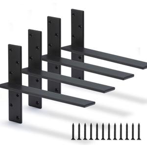 Floating Shelf Bracket 3/ 8" Thick Heavy Duty Shelf Brackets 4 Pack Free Hanging Countertop Support Bracket 14" Lx2.5 W Floating Wall Brackets for Cabinets, Granite, Dishwasher, Bench Seats Vanities