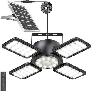 INXPHY Solar Shed Light Outdoor Indoor, Upgrade 6500K 1200Lumen 174 LEDs Motion Sensor Pendant Light, 120°Adjustable 4+1 Solar Powered Lights Camping Plants Garage Waterproof Remote & Timer