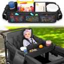 AROUY Stroller Snack Tray Attachment - Easy to Clean Universal Stroller Snack Tray for Wonderfold Wagon W4 Accessories with Cup Holder (L (W4 Model))