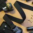 JUKMO Tactical Belt, Military Hiking Rigger 1.5" Nylon Web Work Belt with Heavy Duty Quick Release Buckle (Medium-for Waist 36"-42" (Length 49"), Black)