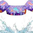 HeySplash Kids Swimming Vest, Toddler Floaties Fit 20-50 Lbs, Puddle Kids Jumper with Adjustable Strap, Swim Jacket Water Wing Baby Arm Floats,Sea Beach Swim Aid for 2-6 Years, Purple Blue Dolphin