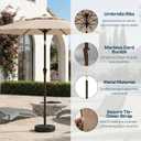Patio Umbrella, 2 Tier Outdoor Table Umbrella, Large Vented Market Umbrellas with Push Button Tilt and Crank, 8 Sturdy Ribs for Backyard, Deck, Pool, UPF50+ UV Protection