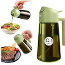 YARRAMATE 16oz/470ml 1 PC Light Blockage Dark Oil Sprayer for Cooking, 2 in 1 Olive Oil Dispenser Bottle for Kitchen, Green Glass Oil Bottle, Food-Grade Oil Mister for Air Fryer, BBQ (Green only)
