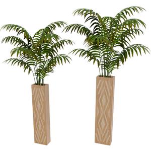 2 Pack Wooden Wall Planter  Handmade Boho Wall Vase for Flowers & Greenery | Rustic Modern Wood Wall Decor for Living Room, Bedroom, Bathroom & Office (Brown)