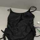 Viottiset Women's Ruched High Cut One Piece Swimsuit Tummy Control Bathing Suit Monokini (Large, Black)