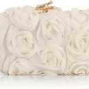 Lanpet Women Clutches Purse Lace Formal Flower Evening Handbag Chain Strap Shoulder Bag (Apricot)