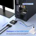 DisplayPort to Dual HDMI Splitter 4K@60Hz, USB-C Powered, DisplayPort 1.4 MST Hub DP to HDMI 1 in 2 Out Splitter for Dual Monitors Extended/Clone Mode for Desktop PC Graphics Card Home Office Gaming