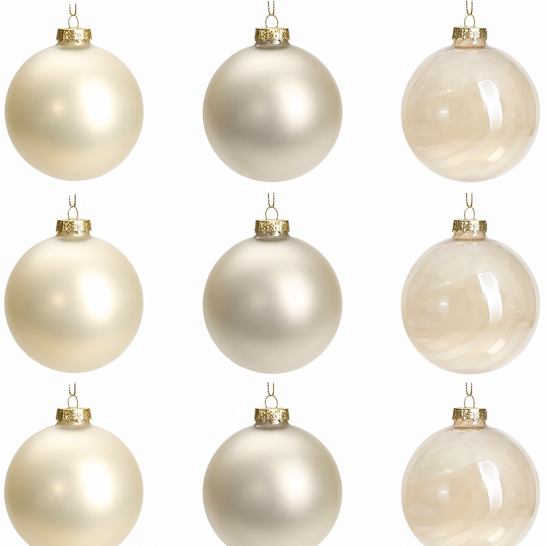 Glass Christmas Ball Ornaments, Set of 9, 3' Hanging Christmas Baubles for Xmas Tree Decoration, Wedding Party Gift
