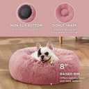 Bedsure Calming Dog Bed for Small Dogs - Donut Washable Small Pet Bed, 23 inches Anti-Slip Round Fluffy Plush Faux Fur Large Cat Bed, Fits up to 25 lbs Pets, Mauve Blush