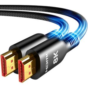 Highwings Long HDMI Cable 20 FT, 10K 8K 4K Ultra HD High Speed 2.1 HDMI Cable 48Gbps Braided Cord-4K@120Hz 8K@60Hz, DTS:X, HDCP 2.2&2.3, Dynamic HDR 10 Compatible with Roku TV/PS5/HDTV/Blu-ray