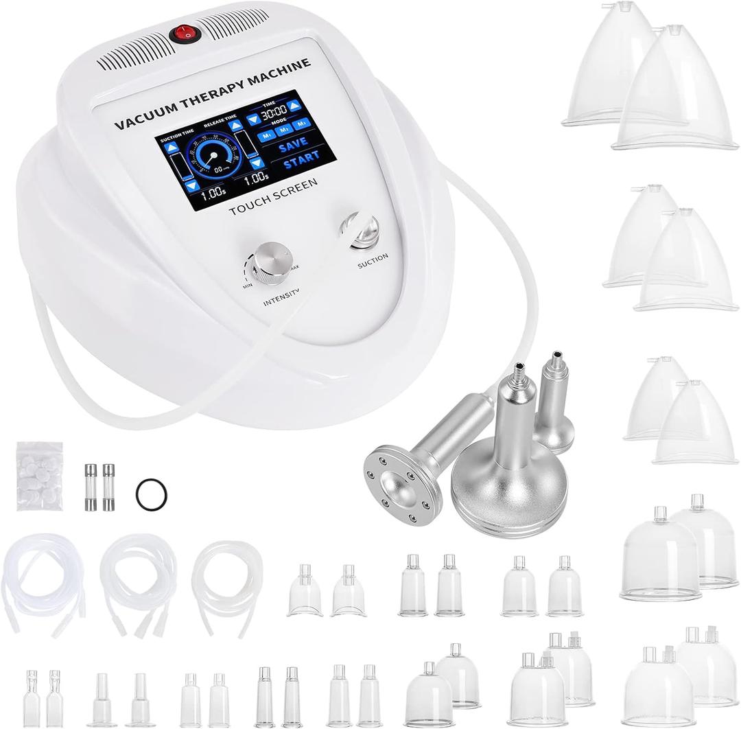 Beauty Star Vacuum Therapy Cupping Machine with 30 Cups and 3 Gua Sha Pumps for Body, Back, Face Massage Care Machine | Upgrade Touch Screen | Max Suction 75cmHg