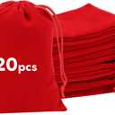 Shintop 20pcs Velvet Bags with Drawstrings, 4x6inch Red Gift Bags Jewelry Pouches for Dice Wedding Party Favor