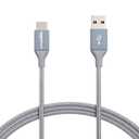 Amazon Basics USB-C to USB-A 2.0 Fast Charger Cable, Nylon Braided Cord, 480Mbps Speed, USB-IF Certified, for Apple iPhone 16/15, iPad, Samsung Galaxy, Tablets, Laptops, 6 foot, Dark Grey