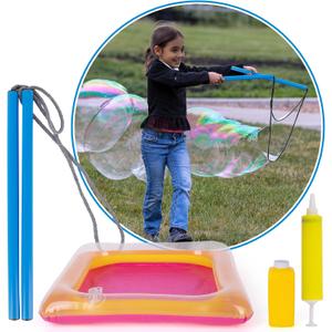 ArtCreativity Giant Bubble Wand Kit with Bubble Rope, Bubble Solution Concentrate, Inflatable Tray, and Pump, Bubble Rope for Large Bubbles - Giant Bubble Maker Toys - Summer Activities for Kids