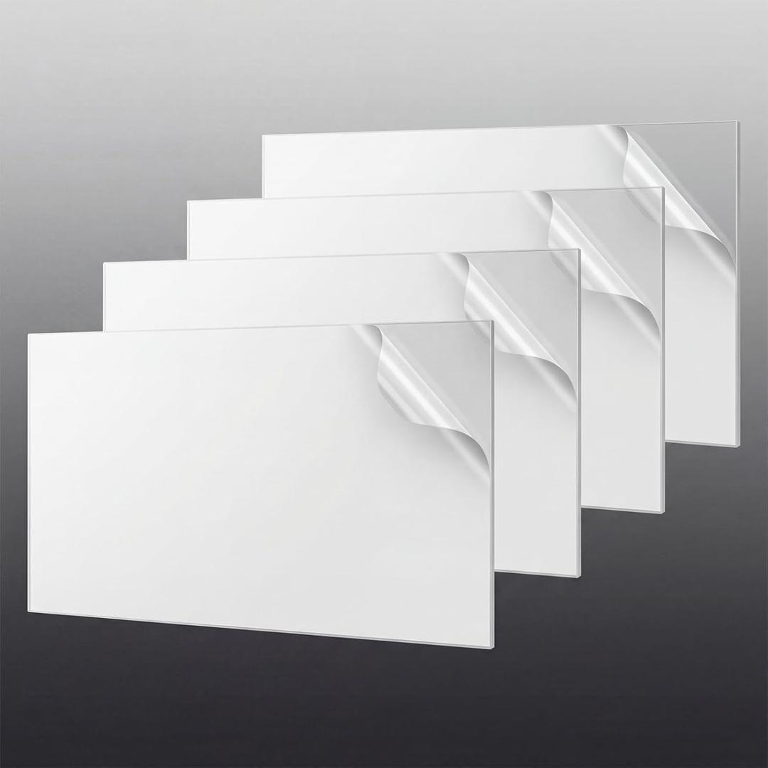 4 Pcs Polycarbonate Clear Plastic Sheet, 24" X 48" X 1/8"