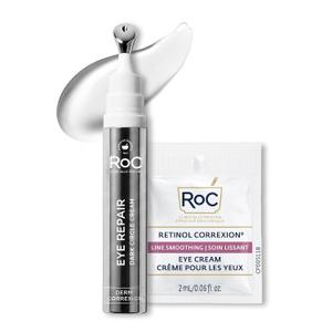 RoC Derm Correxion Retinol Eye Repair Dark Circle Cream Treatment with Niacinamide, Resveratrol, Proxygen for puffy eyes, wrinkles, and crow's feet with Line Smoothing Eye Packette