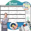 Calendar Whiteboard for Wall, 38" x 68" - Dry Erase, Undated, Yearly, Reusable - 12 Month 2025 Big Calendar for Home, Classroom & Office, Includes Markers, Erasers & Accessories
