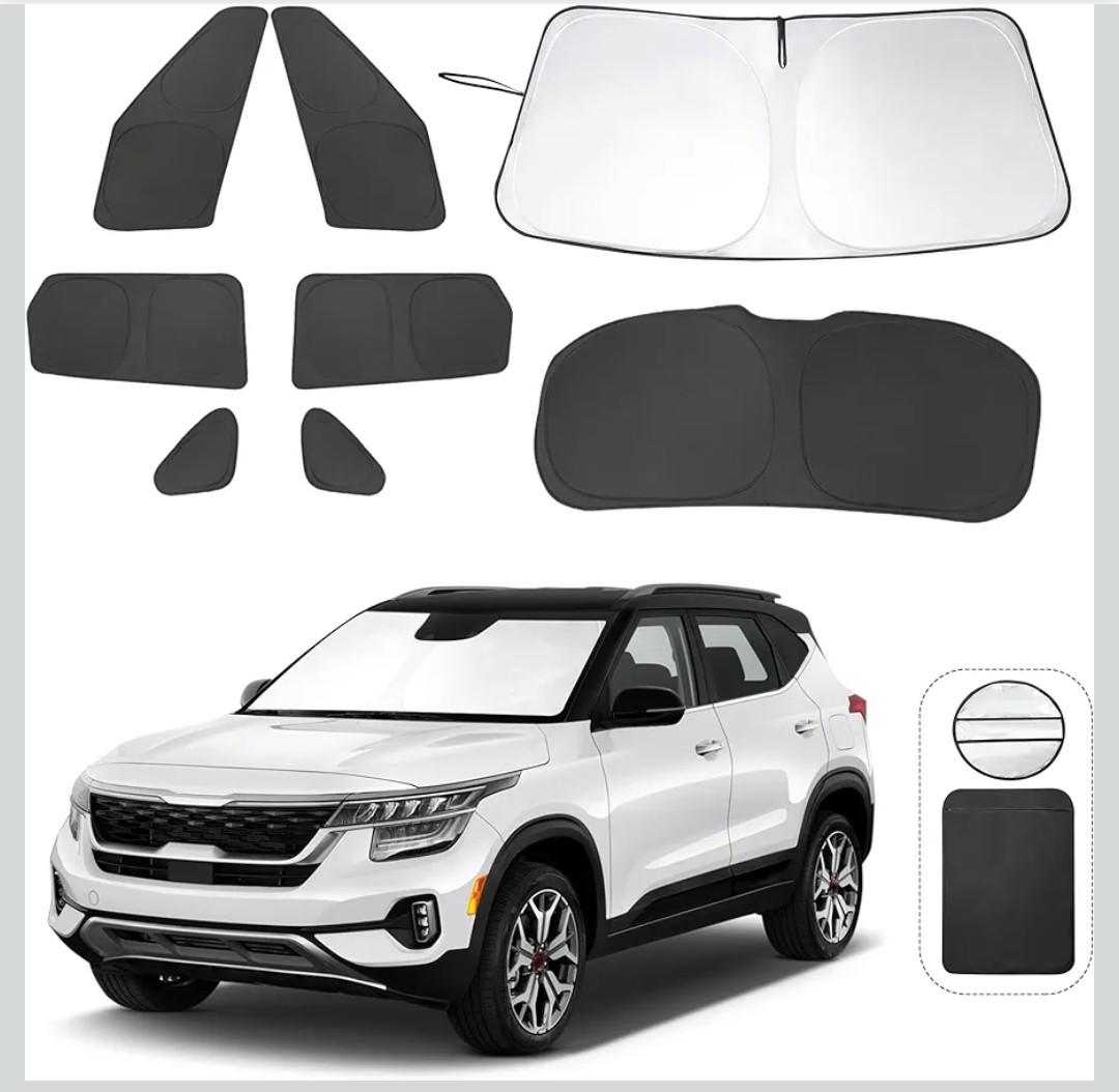 8PCS YYCKE Window Shades for Seltos 2021-2024 for Kia Accessories Car Side Full Windows Rear Triangular Windshield Sun Shade Sun UV Rays & Privacy Protection for Camping,Napping,and Relaxing