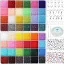 48000-Piece 2mm Seed Beads & Alphabet Beads Kit  12/0 Ultra-Fine Jewelry Making Supplies, Including Elastic String, Earring Hooks & Clasps  All-in-One DIY Craft Set for Bracelets & Necklaces