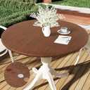 smiry Round Table Cloth Cover, Elastic Fitted Flannel Backed Vinyl Tablecloths for 36"-44" Round Tables, Waterproof Wipeable Table Covers for Indoor, Outdoor, Picnic and Camping, Oak