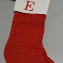Christmas Stockings with Initials,20 Inches Large Knit Embroidered Letter Red White Christmas Stocking,Monogram Christmas Stocking for Famliy Holiday and Xmas Tree Fireplace (Letter E)