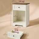 VASAGLE White Nightstand with Charging Station, 1 Drawer, Set of 2, 2 pack