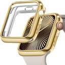 JR.DM 40mm Soft Flexible TPU Case Compatible for Apple Watch Series 6/5/4/SE Touchable Screen Lightweight Anti-Scratch All-Around Protector Thin Guard Shockproof Cover Shiny Bumper for iWatch, Gold