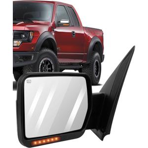 ECCPP Pair Set Replacement Fit For Ford For F-150 2007-2014 Towing Mirror Power Heated Puddle Light Turn Signal (2004-2014 for F150 Metallic Finish - Chrome Cap Housing Power Adjusted)