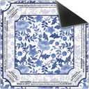 Blue and White Chinoiserie Floral Bird Mahjong Mat 31.5 x 31.5 Inch, Traditional Chinese Non-Slip Noise Reduction Mahjong Table Mat for American Mah Jong Poker Card Board Games Dominoes
