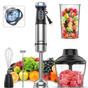 Ganiza Immersion Blender, 5 in 1, Corded Hand Blender Stainless Steel Blade, 16 Speed Immersion Blender Handheld with 800ml Mixing Beaker, 600ml Chopper, Whisk, Frother, Potato Masher