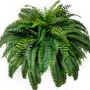 Single Silky Artificial Boston Fern Bush, 48Inch Artificial Plants, Suitable for Decorating Office, Patio, Living Room Faux Greenery, 88Branches (88 Dark Green Leaves)